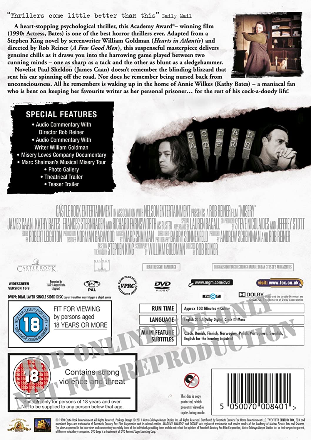 Misery [1991] - Horror/Thriller [DVD]