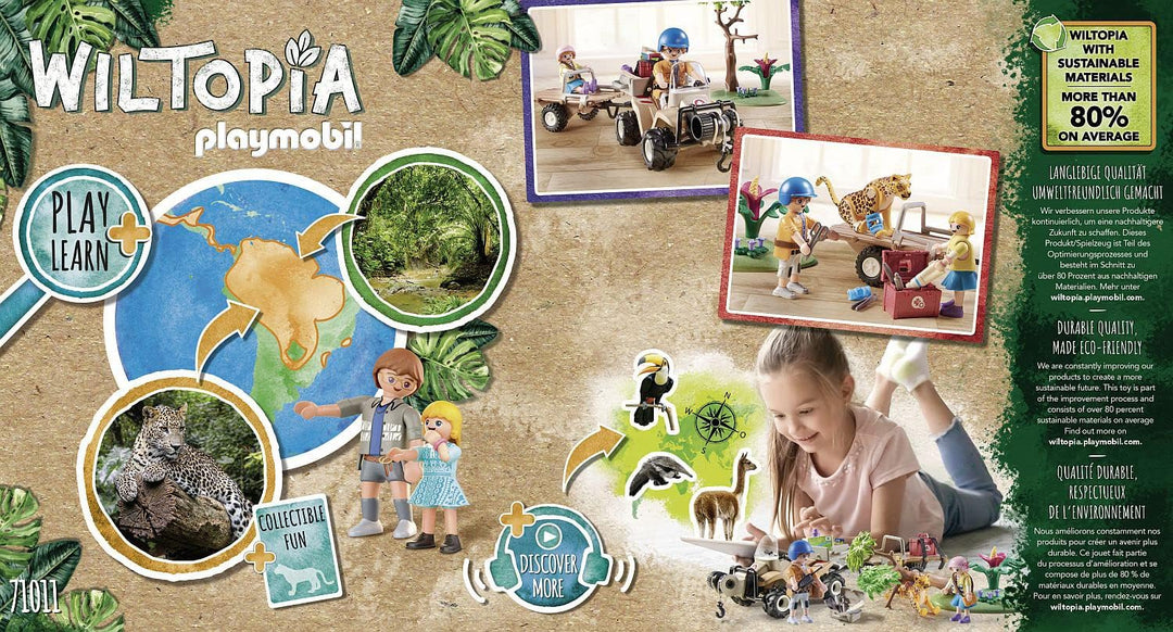 PLAYMOBIL Wiltopia 71011 Animal Rescue Quad with Toy Animals, Sustainable Toy for Kids