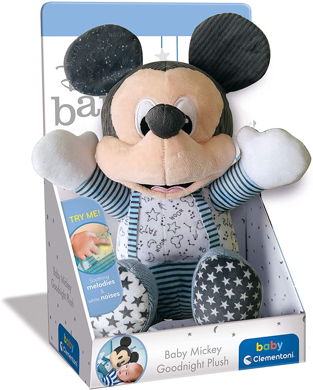 Clementoni, 17394, Disney Baby Mickey Goodnight Plüsch, Lernspielzeug für Kleinkinder