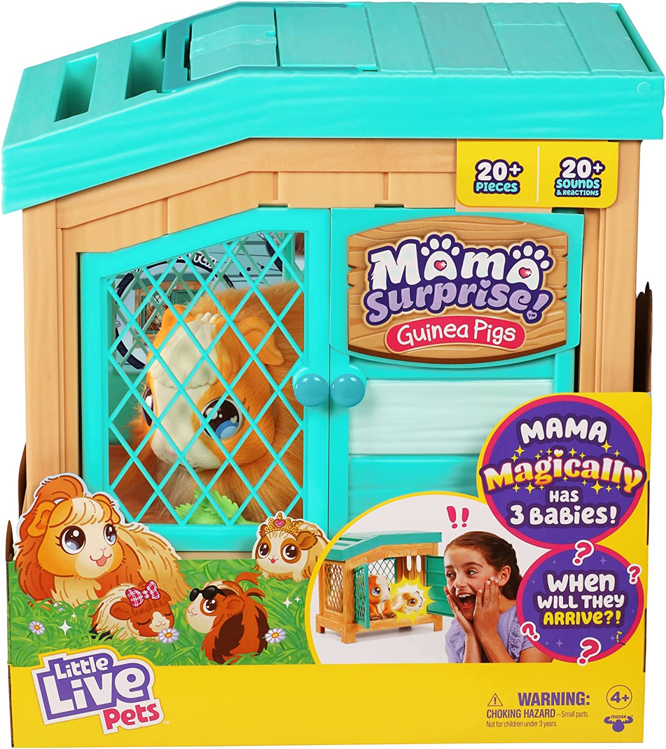 Little Live Pets Mama Surprise Bunny Interaktives Spielset – Elektronisches Plüschtier mit Stall für Kinder von 4–12