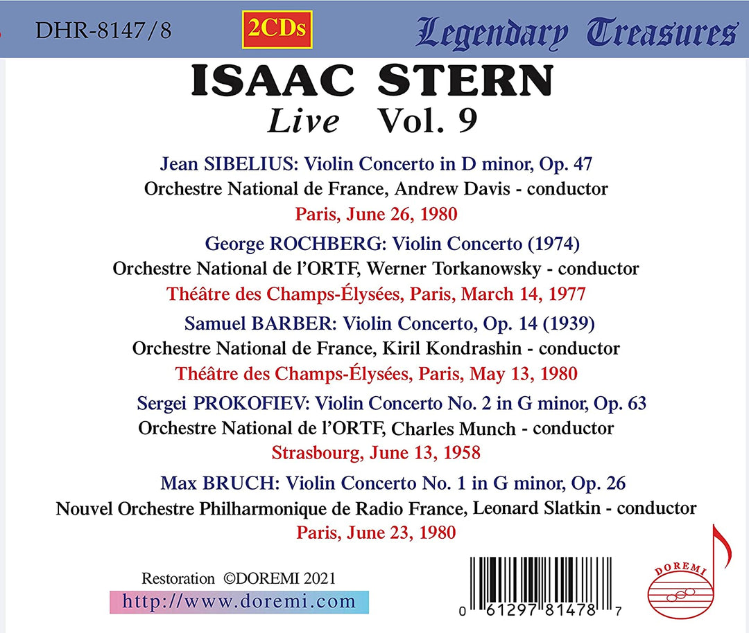 Isaac Stern - Isaac Stern Live Vol. 9 [Isaac Stern; Various] [Doremi: DHR-8147/8] [Audio CD]