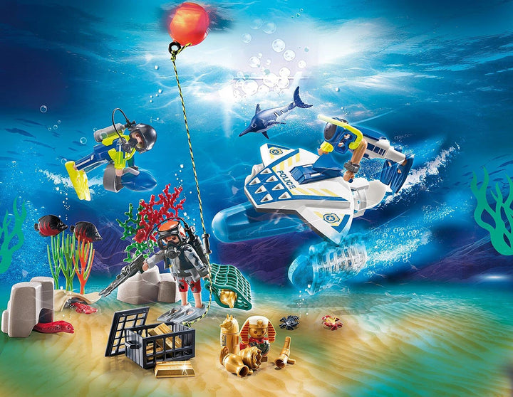 Playmobil 70776 City Action Police Mission Diving Calendario dell&#39;Avvento con Fizzers da bagno che cambiano colore