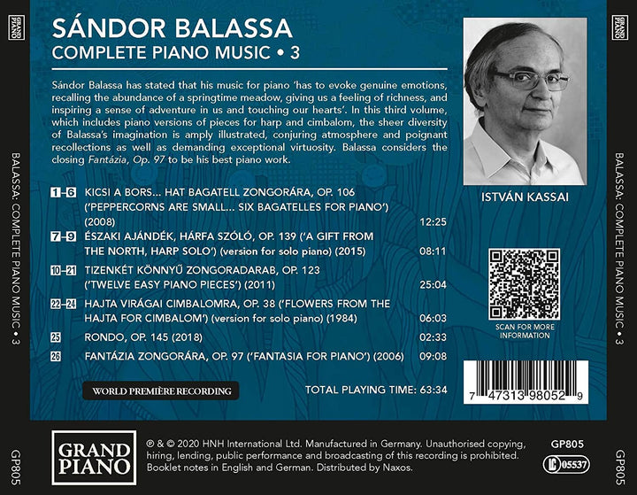 Balassa: Complete Piano 3 [István Kassai] [Grand Piano: GP805] [Audio CD]