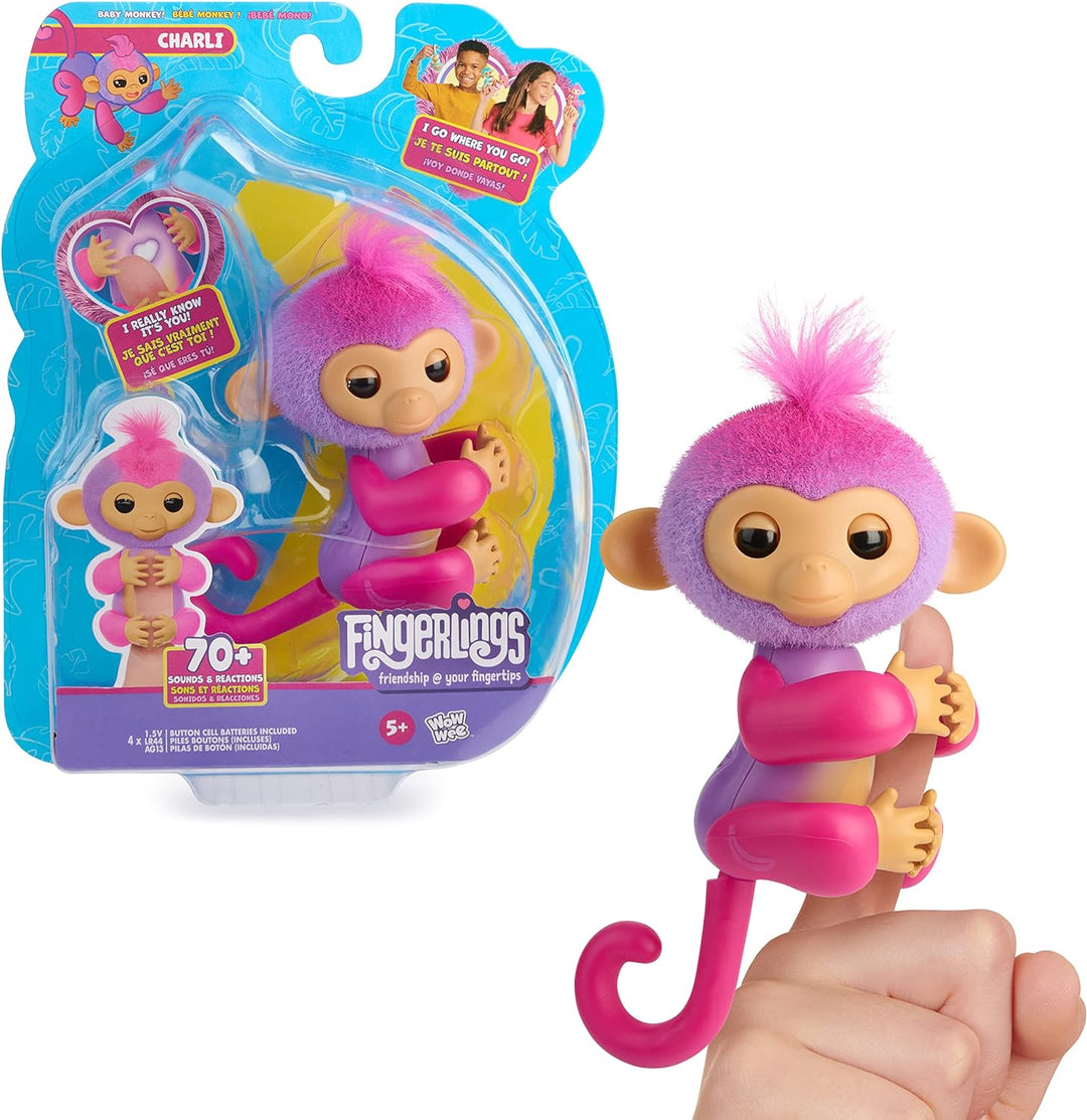 Fingerlings 3117 Interaktives Affenbaby Charli, über 70 Geräusche und Reaktionen, Herz L