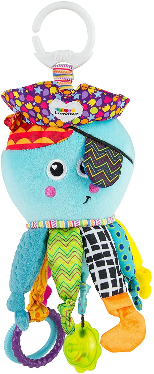 Lamaze Captain Calamari, Clip en cochecito y silla de paseo para bebé recién nacido, juguete sensorial para bebés, niños y niñas