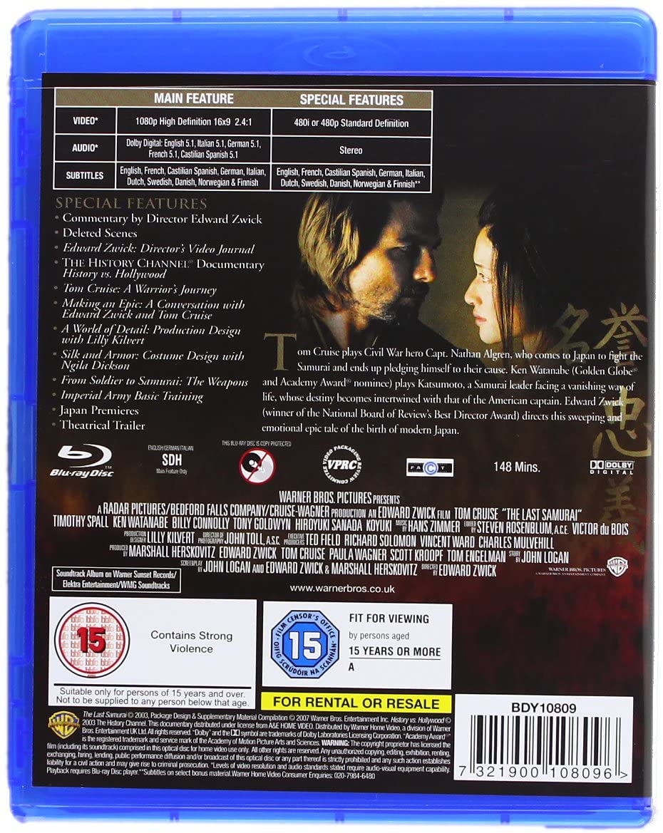 The Last Samurai [2003] [Region Free] - Action/War [Blu-ray]