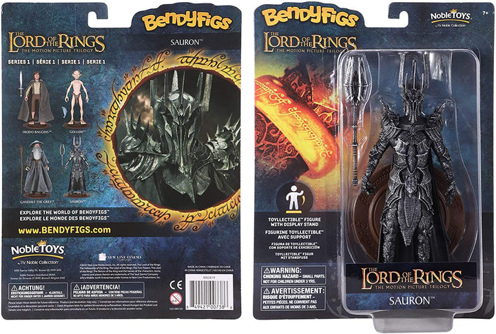 The Noble Collection LoTR Bendyfigs Sauron – Offiziell lizenzierte 19 cm (7,5 Zoll) große, biegsame, bewegliche Puppenfiguren zum Sammeln mit Ständer