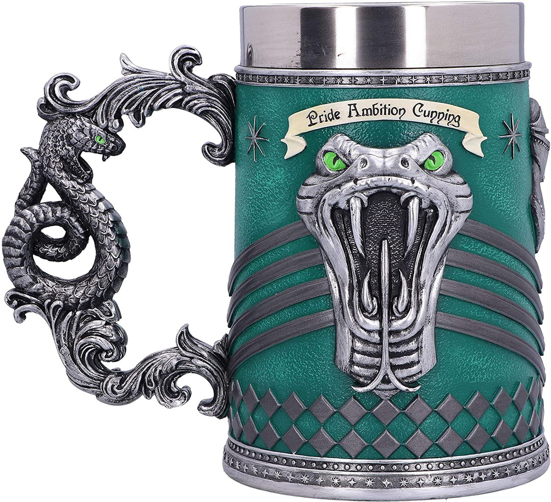 Harry Potter Slytherin Hogwarts House Collectible Tankard, Green Silver, 15.5cm