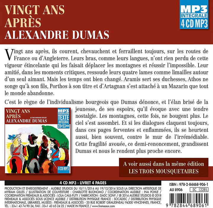 Alexandre Dumas - Vingt Ans Aprs (Integrale Mp3), Lu Par Bernard Bollet [Audio CD]