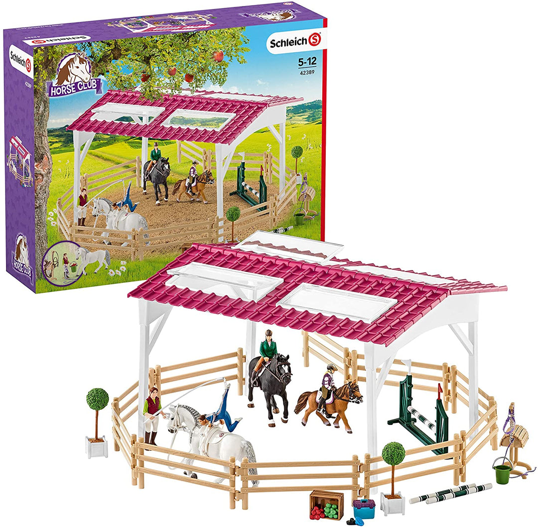 Schleich 42389 Reitschule mit Reitern und Pferden