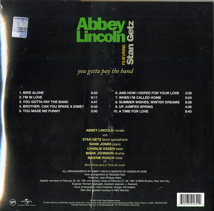 Abbey Lincoln Stan Getz - You Gotta Pay The Band [Vinyl]