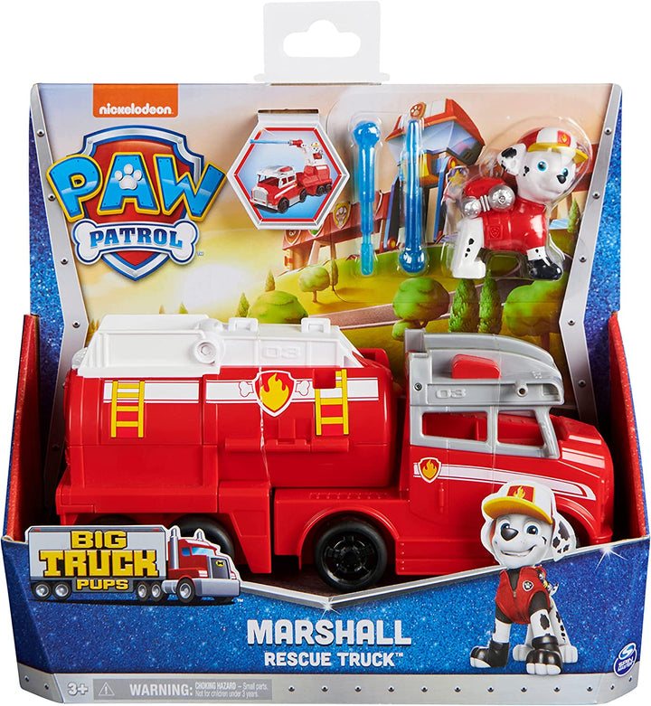 PAW Patrol, Big Truck Pups Marshall, verwandelnder Spielzeug-Truck mit sammelbarer Actionfigur