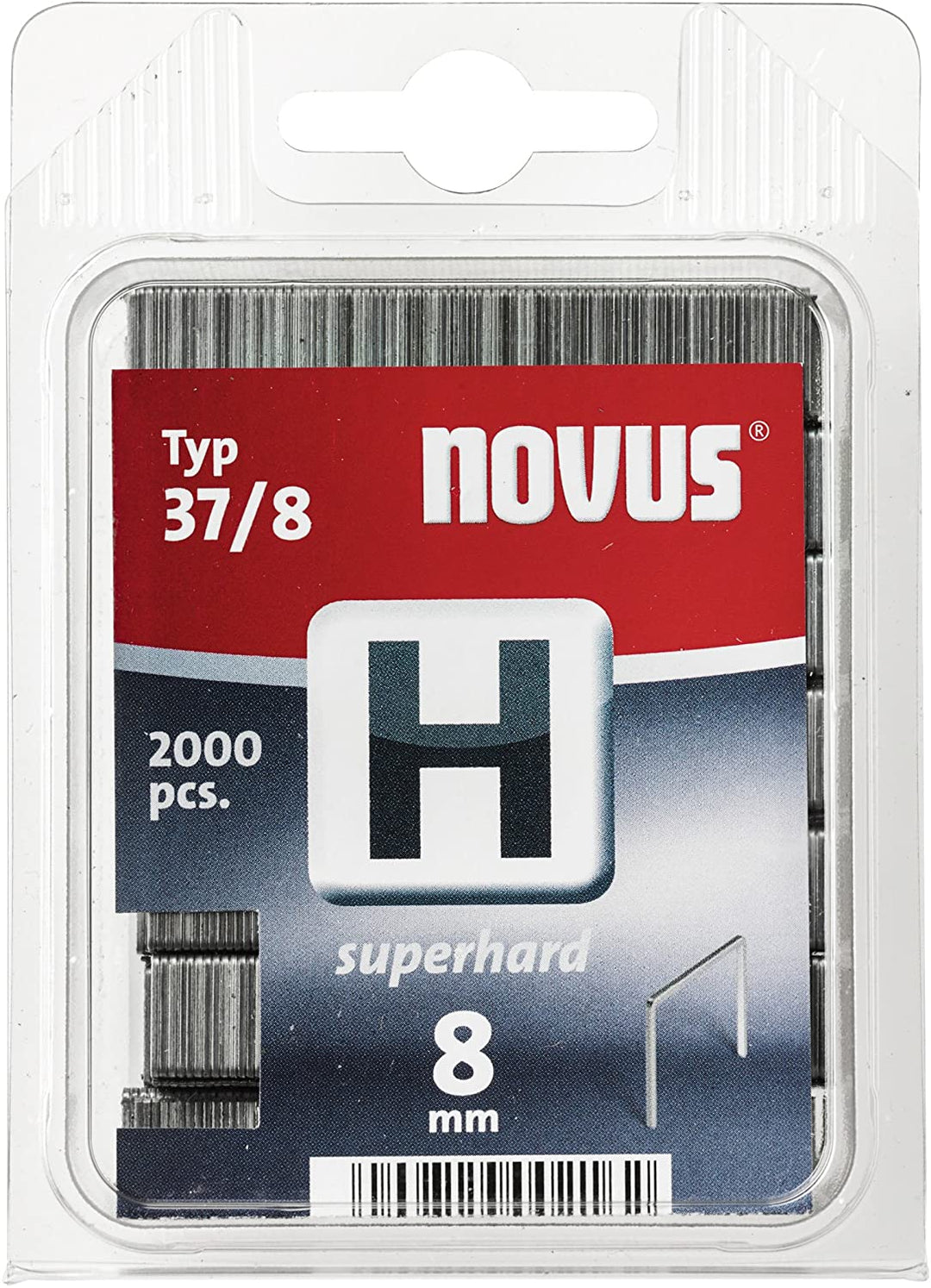 Novus 042-0370 Feindrahtklammern H Typ 37/8 superhart Clamp H 37 8 mm Pack of 2000, 2000 STK