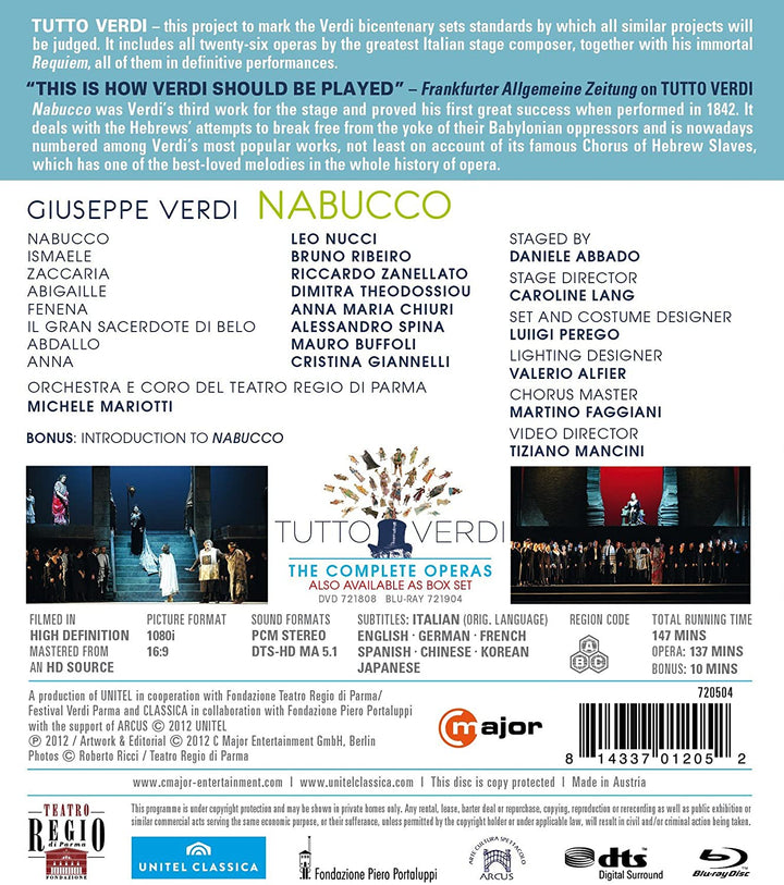 Verdi: Nabucco (Abbado 2009) (Nucci/ Ribeiro/ Surian/ Theodossiou/ Chiuri/ Orchestra e Coro del Teatro Regio di Parma/ Michele Mariotti/ Daniele Abbado) (C-Dur: 720504) [2012] – dRAMA [DVD]