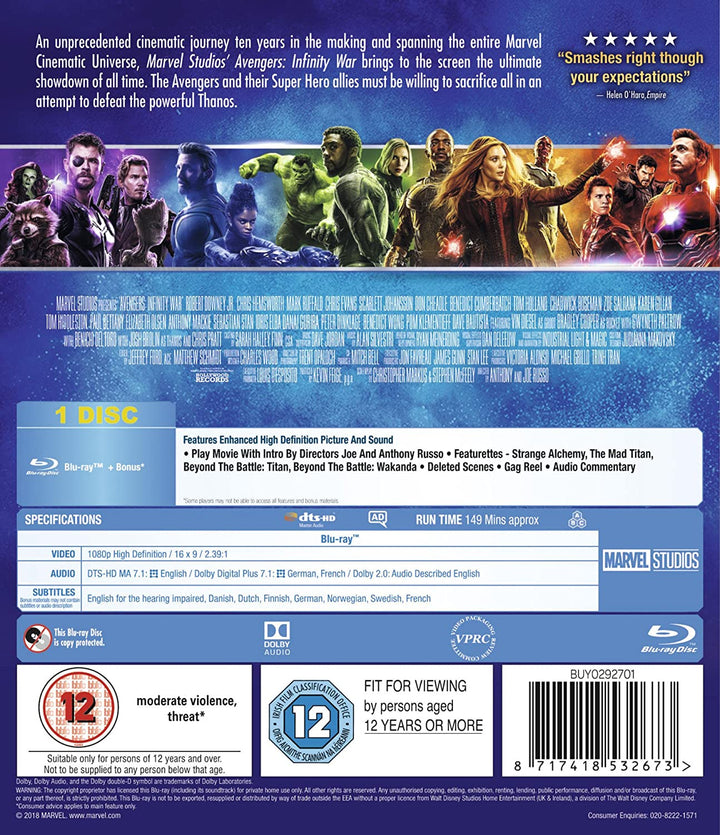 Marvel Studios Avengers: Infinity War – Action/Abenteuer [Blu-Ray]