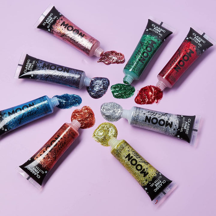 Classic Fine Face & Body Glitter Gel by Moon Glitter - Pink - Cosmetic Festival Glitter Face Paint for Face, Body, Hair, Nails - 12ml
