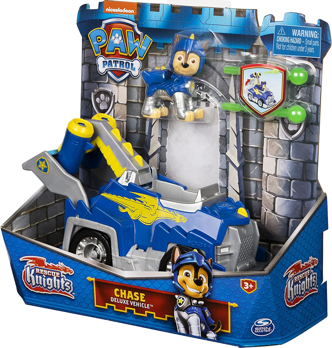 Paw Patrol 6063584, Rescue Knights Chase Verwandlungsauto mit Actionfigur zum Sammeln