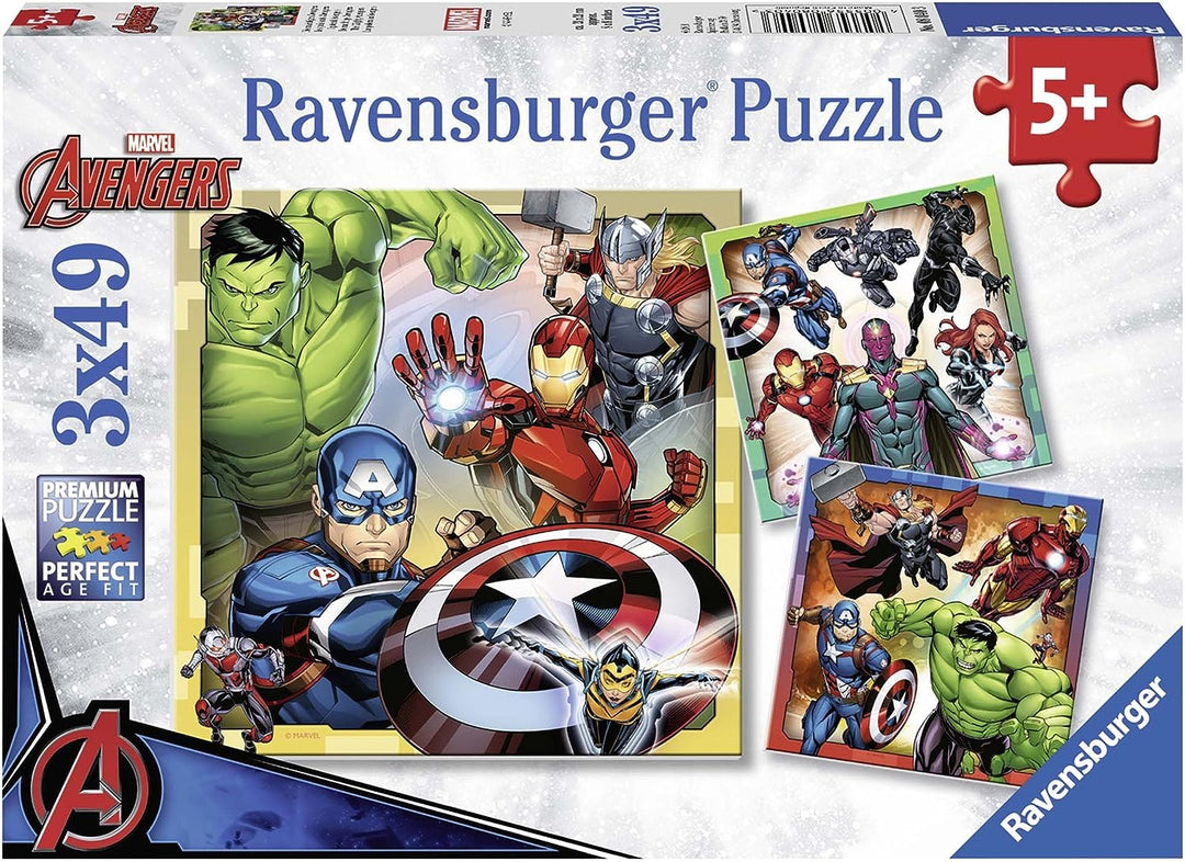 Ravensburger Marvel Avengers 3 x 49-teiliges Puzzle zum Zusammenbauen für Kinder ab 5 Jahren