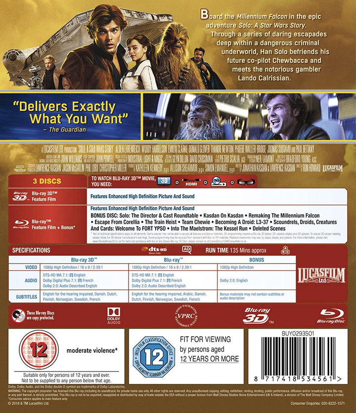 Solo: A Star Wars Story [2018] [Region Free] – Si/Fi [Blu-ray]