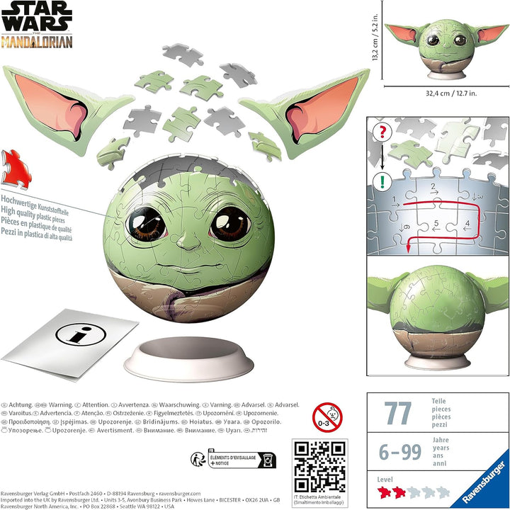 Ravensburger 11556 Star Wars Stitch Mandalorian Grogu (mit Ohren) 3D-Puzzle