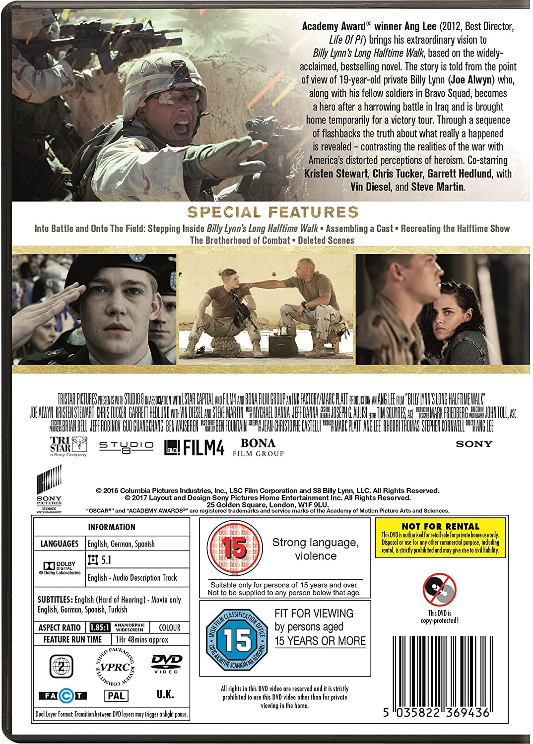 La longue marche de Billy Lynn à la mi-temps [DVD] [2017]