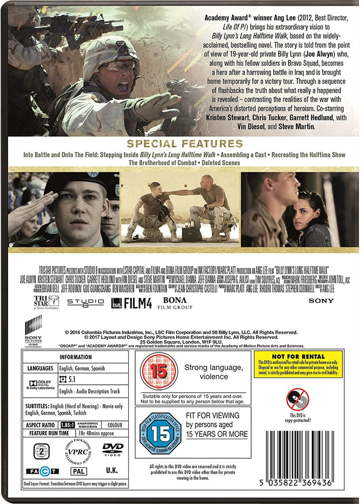 La longue marche de Billy Lynn à la mi-temps [DVD] [2017]