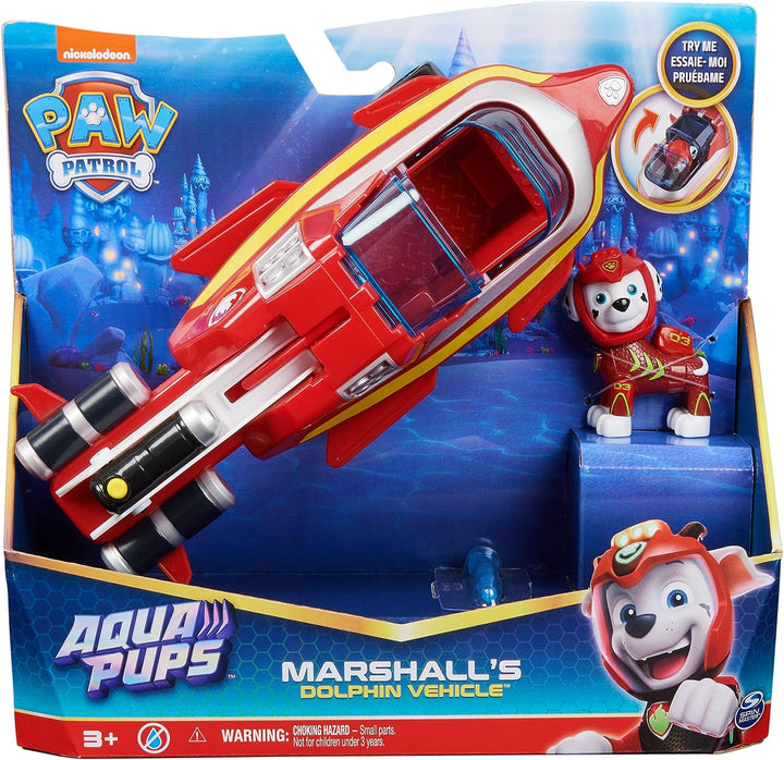 Paw Patrol Aqua Pups Marshall Transforming Dolphin Vehicle with Collectible Action Figure