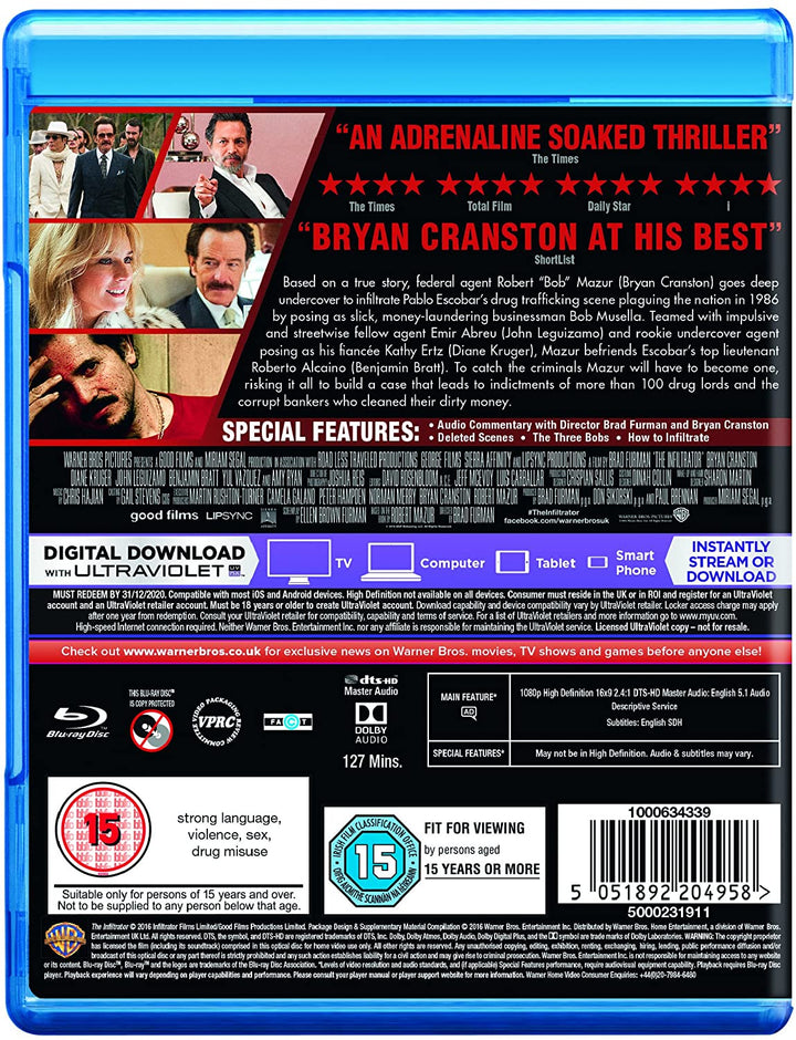 The Infiltrator [Blu-ray + Téléchargement numérique] [2017] [Région gratuite]