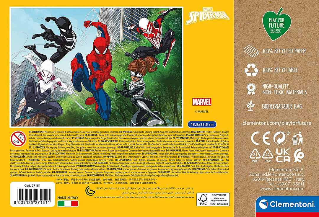 Clementoni - 27151 - Marvel Spiderman - 104 Pieces - Made In Italy - 100% Recycl