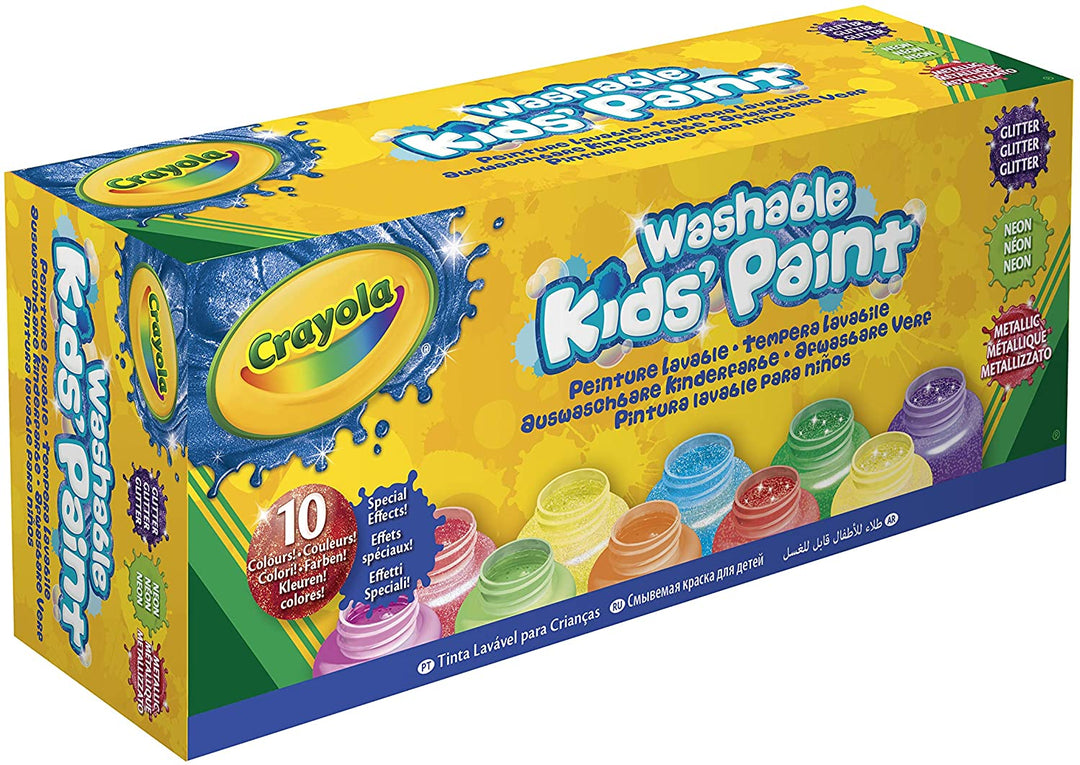 Crayola – 10 waschbare Tempera-Spezialeffekte: Neon, Glitzer, Metall, je 59 ml, mehrfarbig, 60 ml (1 Stück), 54-2395