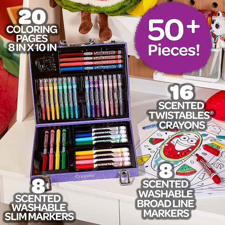 Crayola Silly Scents Mini-Kunstset – waschbare Duftmarker, Buntstifte, stinkende Stifte, 50+ Teile