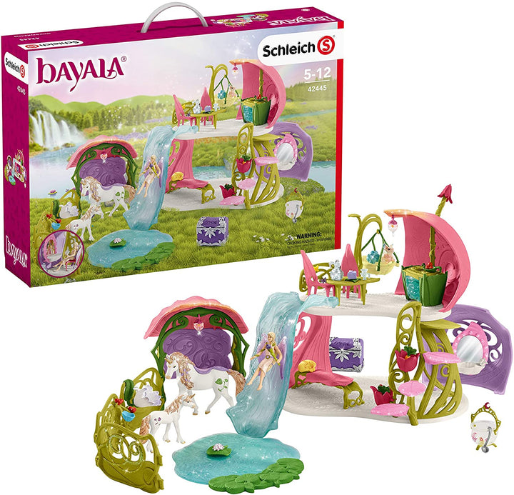 Schleich Bayala 42445 Glitzerndes Blumenhaus mit Einhörnern, See und Stall