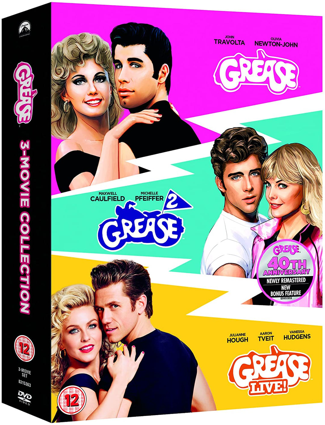 Grease 40th Anniversary Triple (Grease/Grease 2/Grease Live) [2018] – Komödie [DVD]