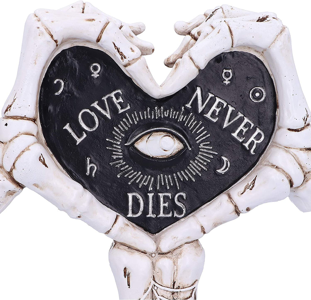 Nemesis Now Love Never Dies Skeleton Hand Heart Figurine, Black, 21.5cm