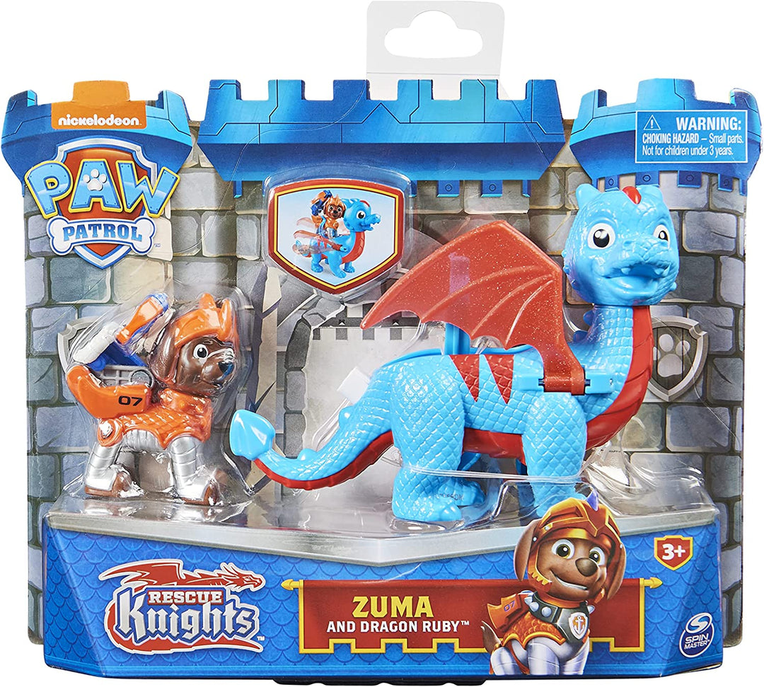 PAW Patrol, Rescue Knights Zuma und Dragon Ruby Actionfiguren-Set, Kinderspielzeug