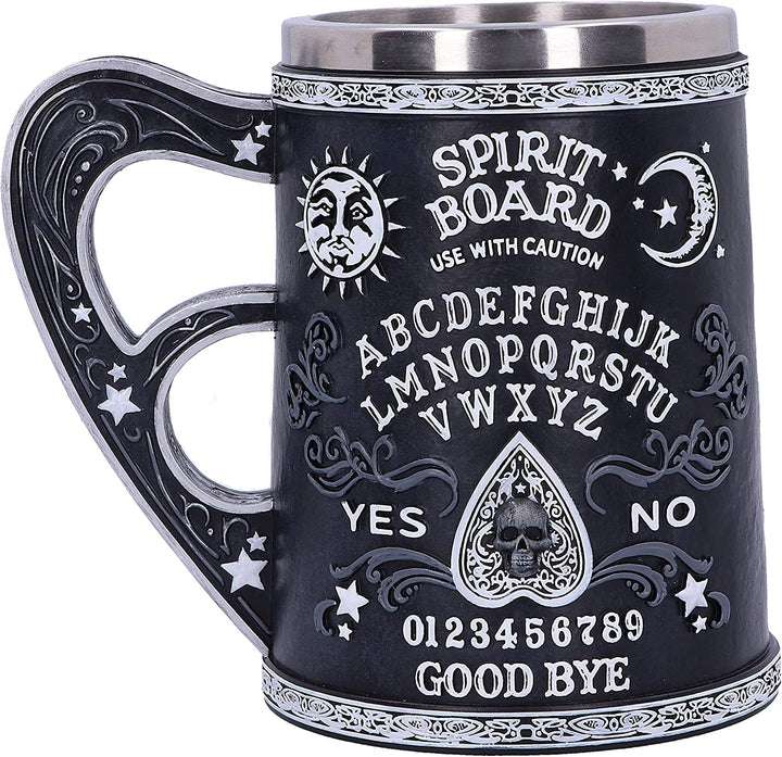 Nemesis Now Black and White Spirit Board Tankard Mug, Resin w/stainless steel insert, 14.5cm