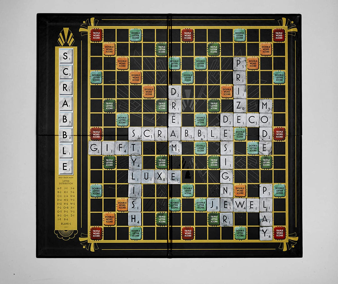 Tinderbox Games | Scrabble Art Deco Tin | Board Game | Ages 10+ | 2-4 Players |