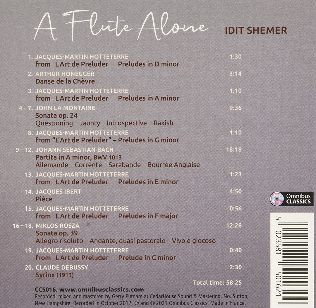 Idit Shemer - A Flute Alone [Idit Shemer] [Omnibus Classics: CC5016] [Audio CD]