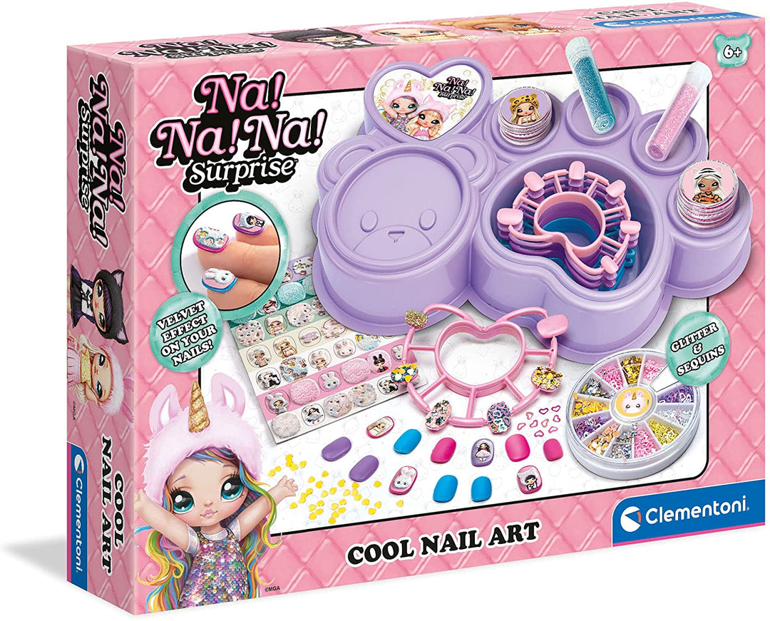 Clementoni 18655 Na Surprise-Cool Children, Stickers and Glitter-Nail Art Set, M