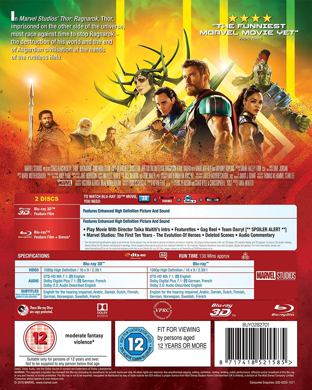 Thor Ragnarok 3D BD - Action/Adventure [Blu-Ray]