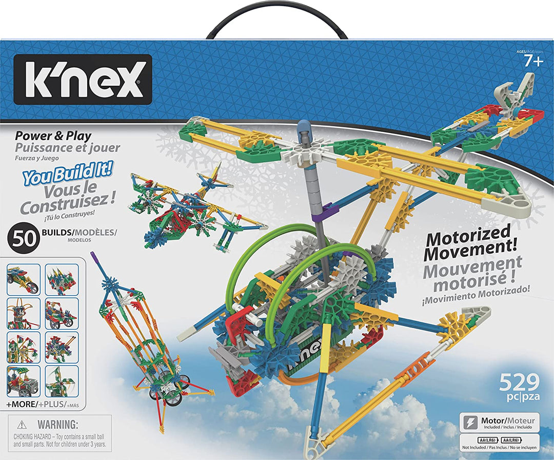 K'NEX 23012 Imagine Power and Play motorisiertes Bauset, Lernspielzeug für Kinder, 529-teiliges Stiel-Lernset, Technik für Kinder, lustiges und farbenfrohes Bauspielzeug für Kinder ab 7 Jahren