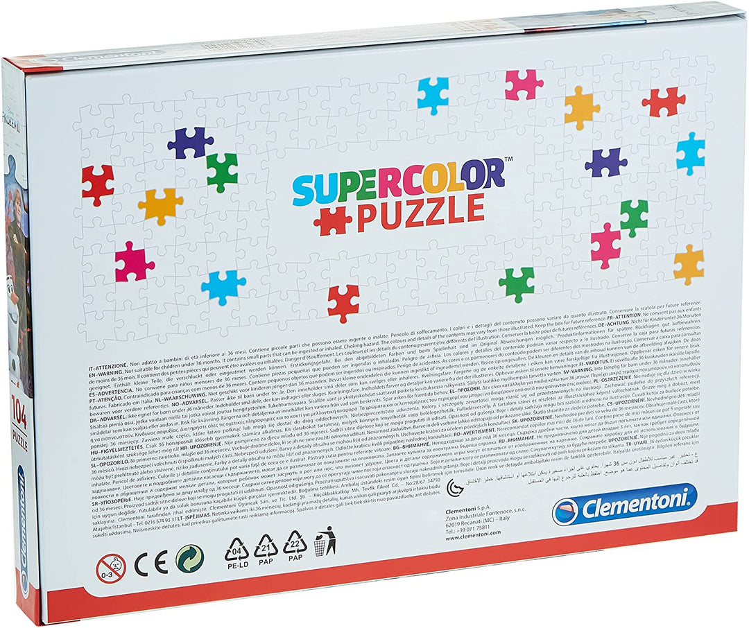 Clementoni - 27274 - Supercolor Puzzle - Disney Frozen 2 - 104 pieces - Made in Italy - jigsaw puzzle children age 6+