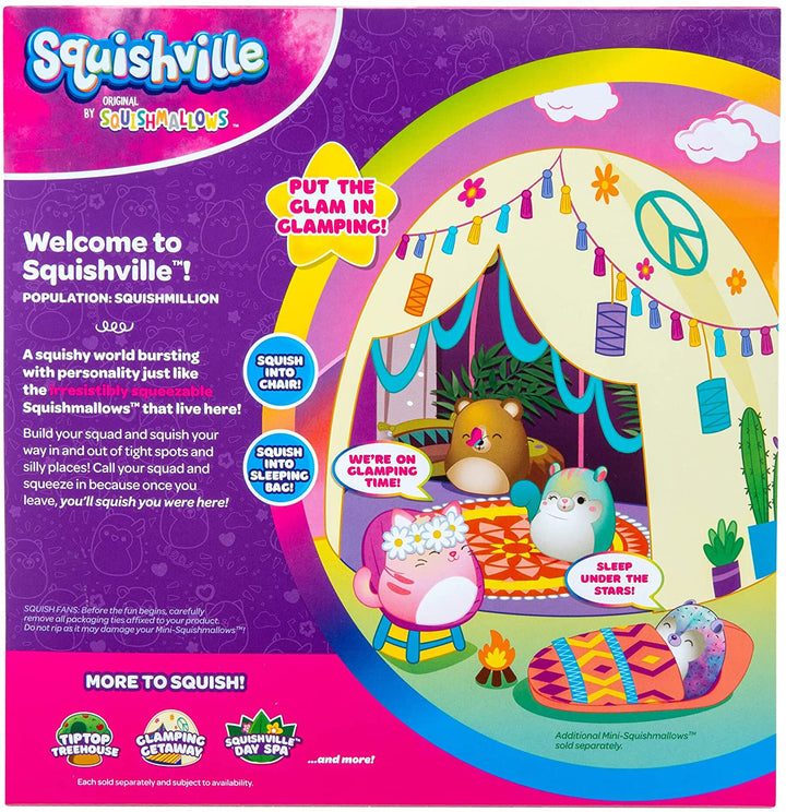 Squishville SQM0210 Deluxe Glamping Includes 2-Inch Paulita The Pink Tabby Cat,