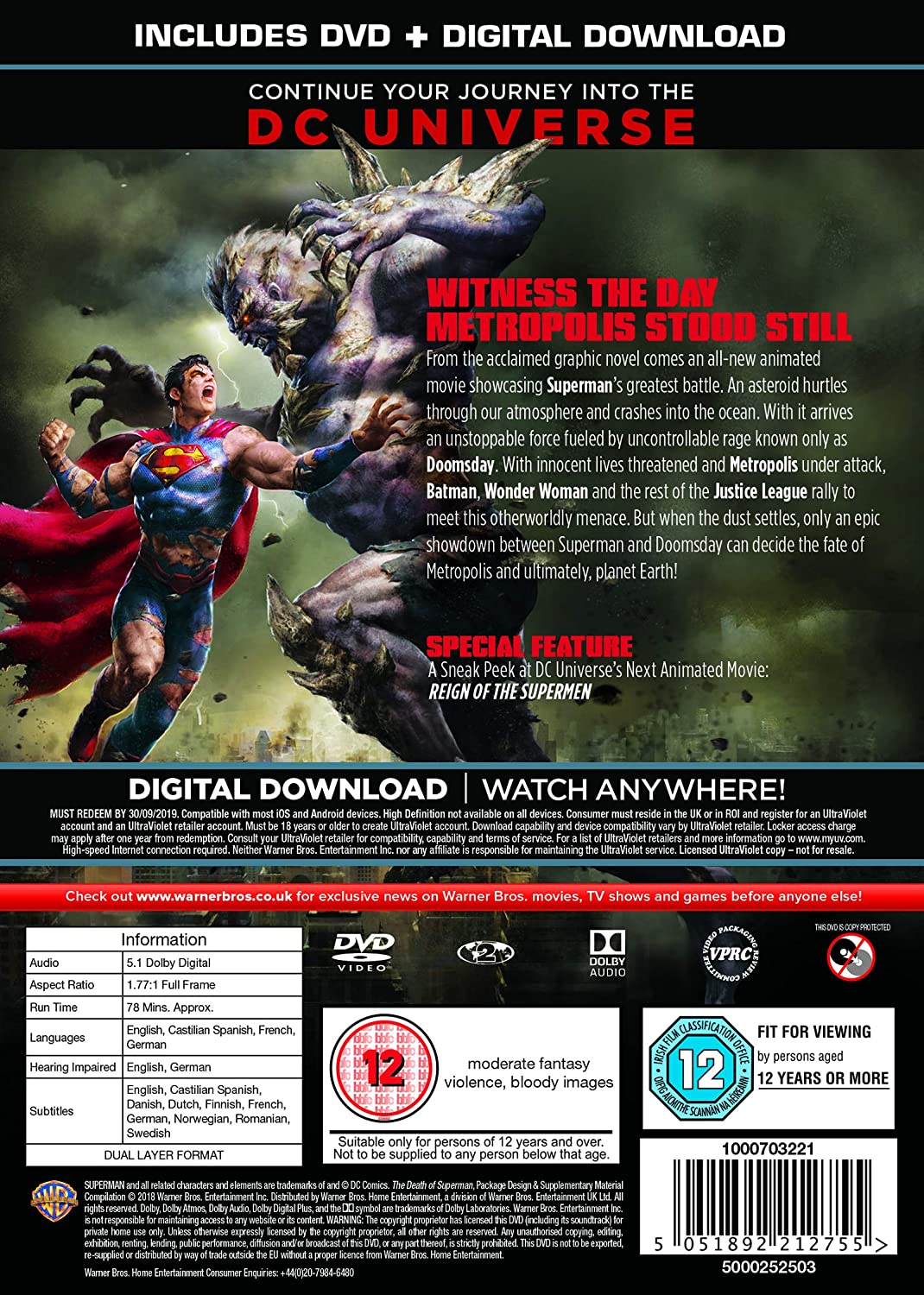 The Death of Superman [2018] - Superhero/Animation [DVD]