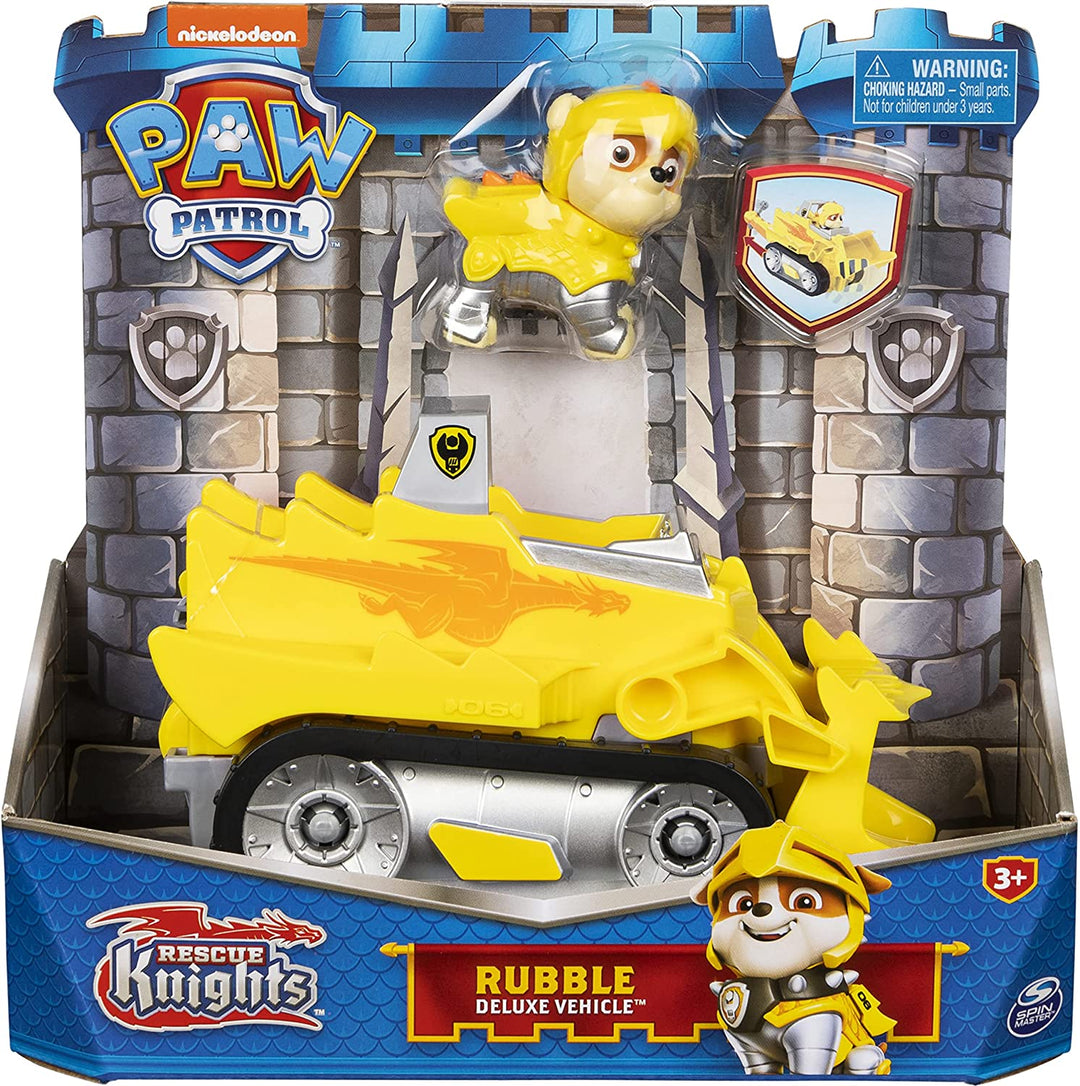 PAW PATROL 6063587, Rescue Knights Rubble-Transformationsauto mit Sammler-Akti