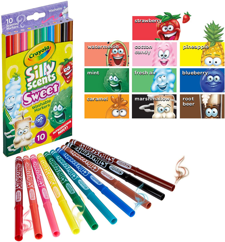 Crayola 58-5071 Silly Scents Fine Line waschbare Marker, einzeln, mehrfarbig, 10