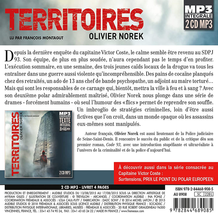 Olivier Norek - Territoires (Integrale Mp3), Lu Par Franois Montagut [Audio CD]