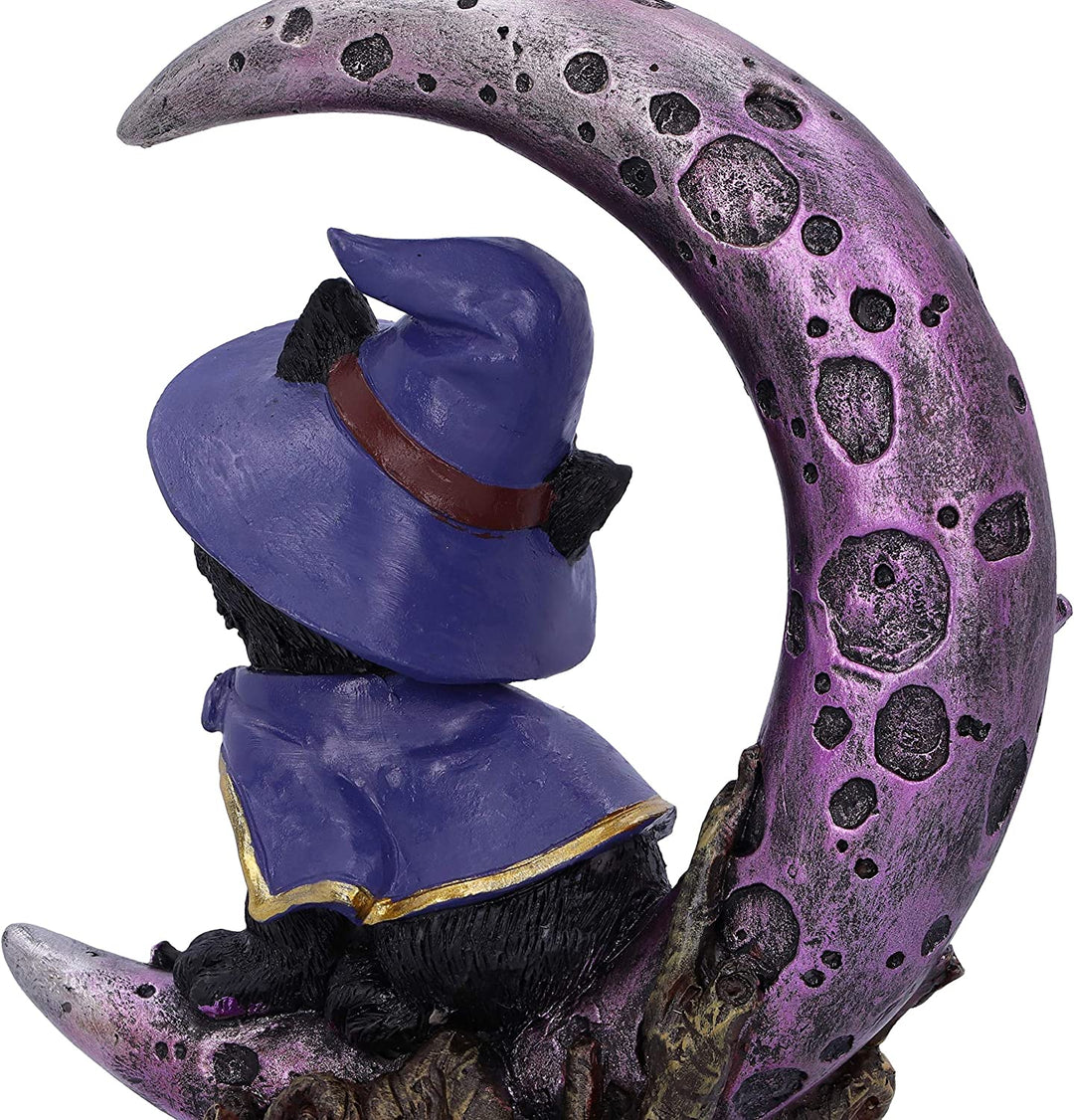 Nemesis Now Grimalkin Witches Familiar Black Cat and Crescent Moon Figurine, 18.