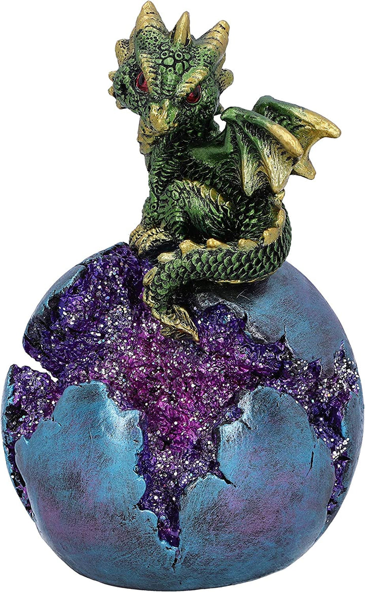 Geode Guard Green Dragon Sphere Crystal Figurine