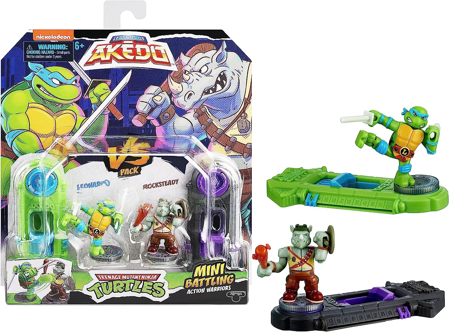 Legends Of Akedo Teenage Mutant Ninja Turtles: Leonardo vs Rocksteady Mini Battling Warriors Versus Pack 1